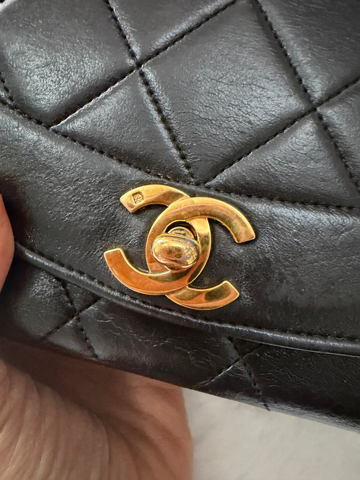 CHANEL Vintage series 2 24k GHW Hardware Diana Flap Bag size SMALL 1991-1994