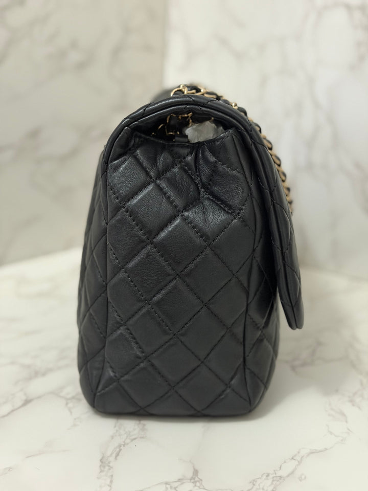 Chanel series 28 19B collection 2019 Black Calf Skin LGHW Small XXL Airliner (40 cms) Single Flap Bag