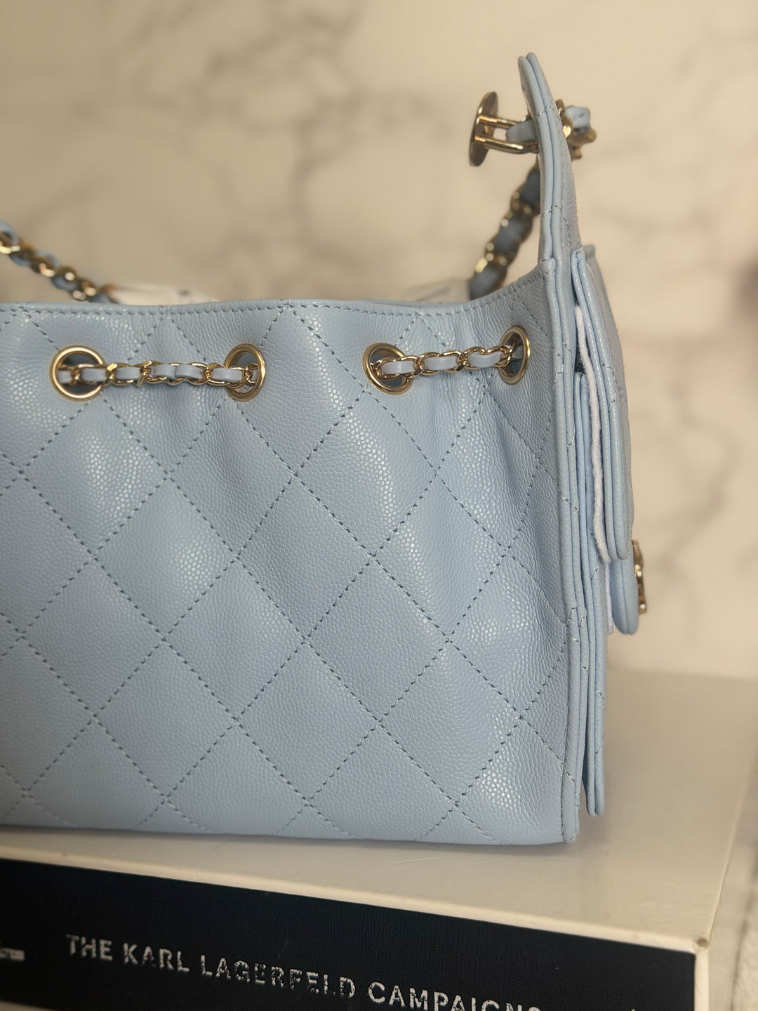 CHANEL 26B Light Sky Blue Caviar shiny GHW 25 Mini Hobo Bag 2026
