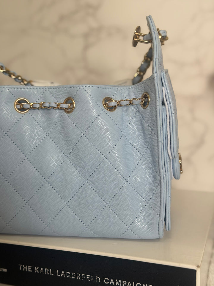 CHANEL 26B Light Sky Blue Caviar shiny GHW 25 Mini Hobo Bag 2026