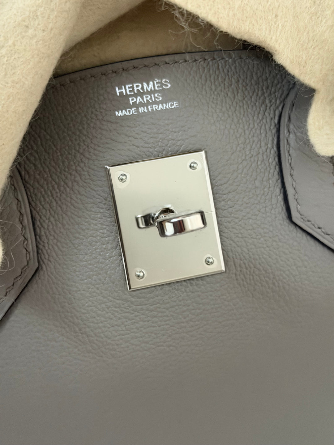 HERMES Gris Asphalt Leather Birkin 30 Bag Palladium Hardware Stamp D 2019