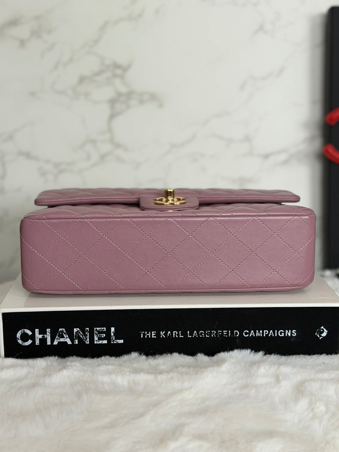 CHANEL series 21 Mauve Pink Purple Lambskin LGHW Medium ML Timeless Classic Double Flap Bag 2015