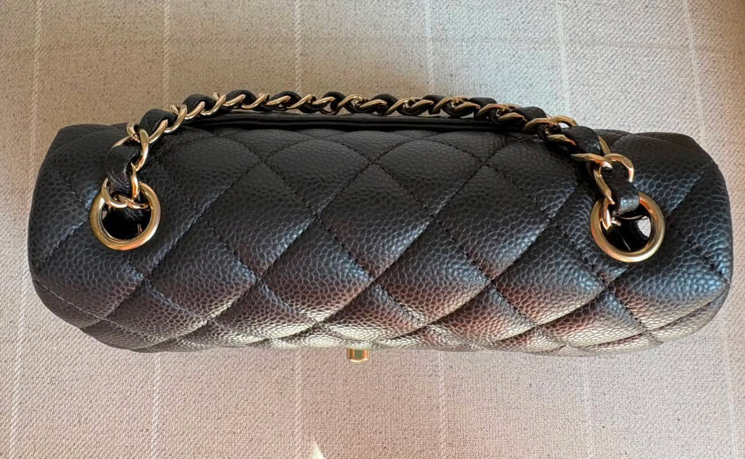 CHANEL series 25 18S iridescent pearly Grey caviar LGHW Mini Rectangular Flap Bag 2018