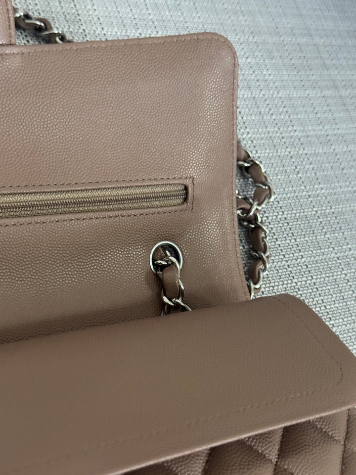 Chanel series 24 17B 2017 Fall/Winter Collection Taupe Caviar SHW Medium ML Timeless Classic Double Flap Bag