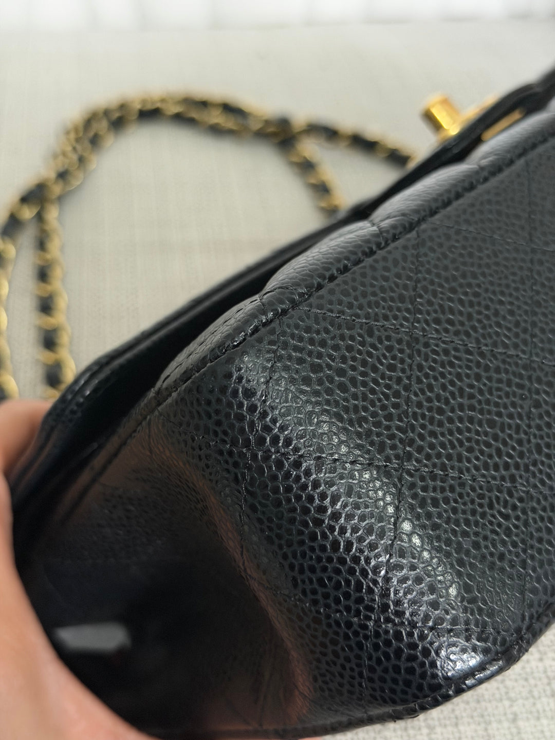 CHANEL 2022 Black Caviar GHW Timeless Classic Medium ML 11.12 Double Flap Bag