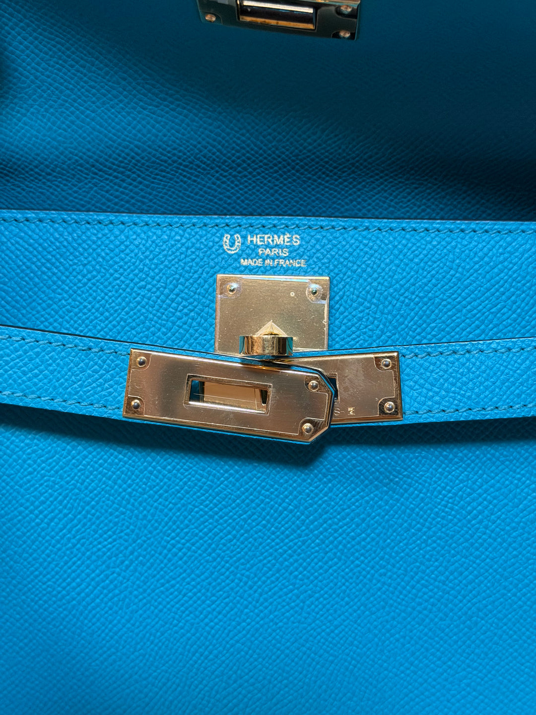 Hermes Kelly 28 Sellier Epsom Leather SO Bleu Paon GHW Stamp D 2019
