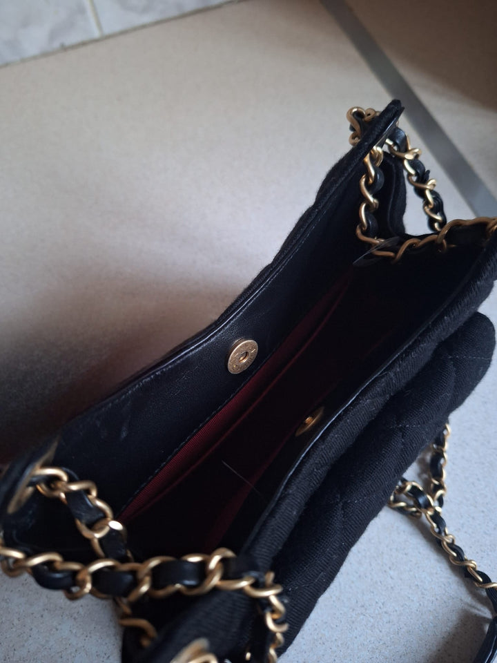 CHANEL Jersey Wavy Hobo Bag with Aged GHW Size Small