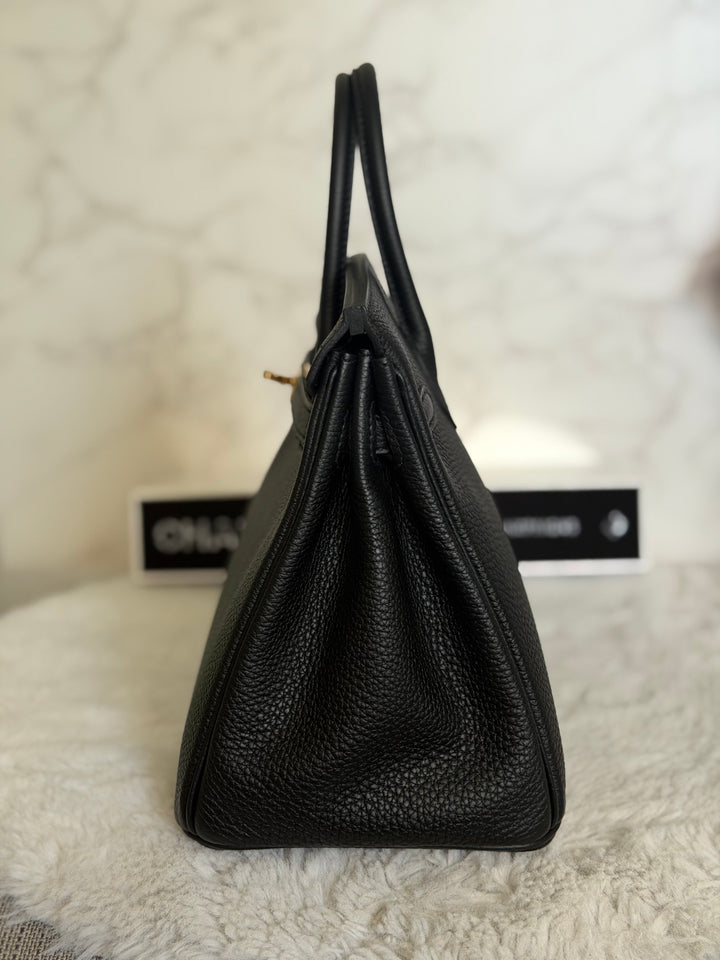 WA/Email to purchase only- HERMÈS Noir Black 89 Togo Leather GHW Birkin 25 Stamp U 2022 Kept unused