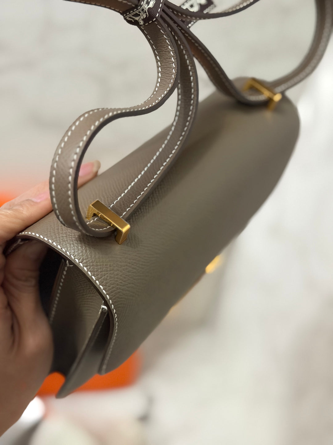 Hermes Constance 18 Etoupe Epsom Leather GHW Flap Bag Stamp D 2019