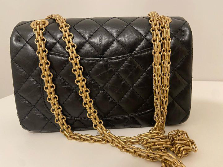Chanel series 28 (2019) Black Calf skin Aged GHW Mini Reissue Flap Bag