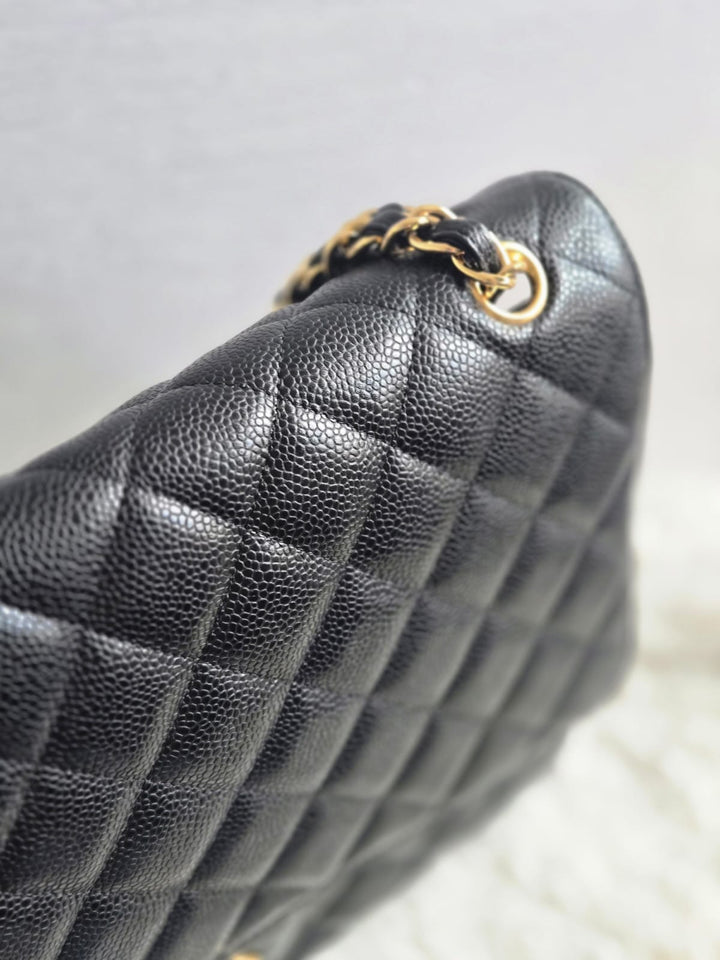 Chanel series 13 2010 Black Caviar Maxi Single Flap Bag with GHW