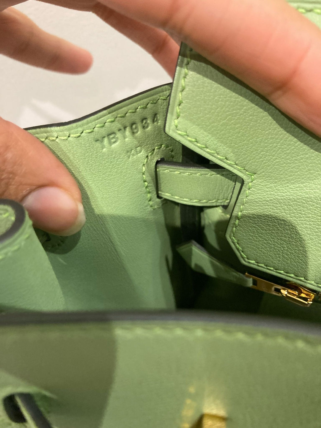 Hermes Birkin 25 Swift leather Vert criquet colour GHW stamp Y (2020)