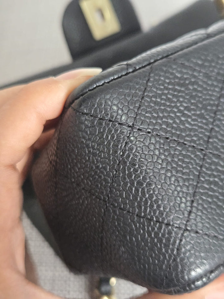 CHANEL series 20 Black Caviar Brushed GHW Mini rectangular Flap Bag