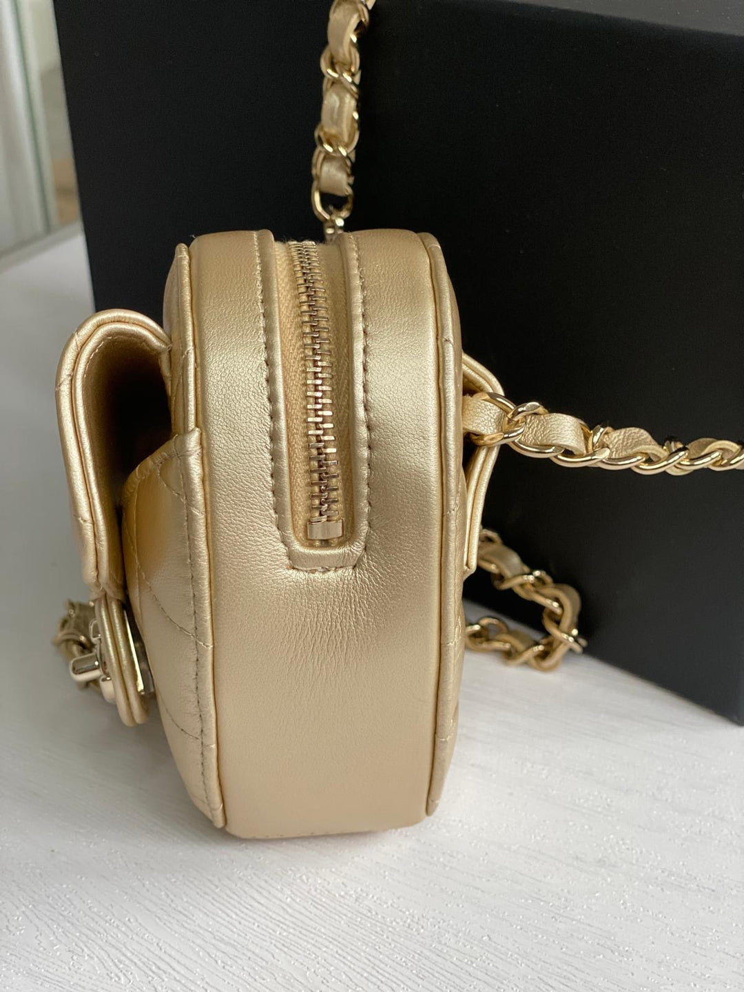 Chanel 22S 2022 Gold Lambskin LGHW Heart Belt bag