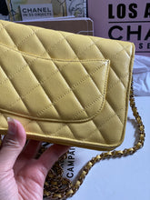 Load image into Gallery viewer, Chanel 20S 2020 Summer/Spring Collection Lemon Yellow Caviar LGHW Classic Wallet on chain (WOC)
