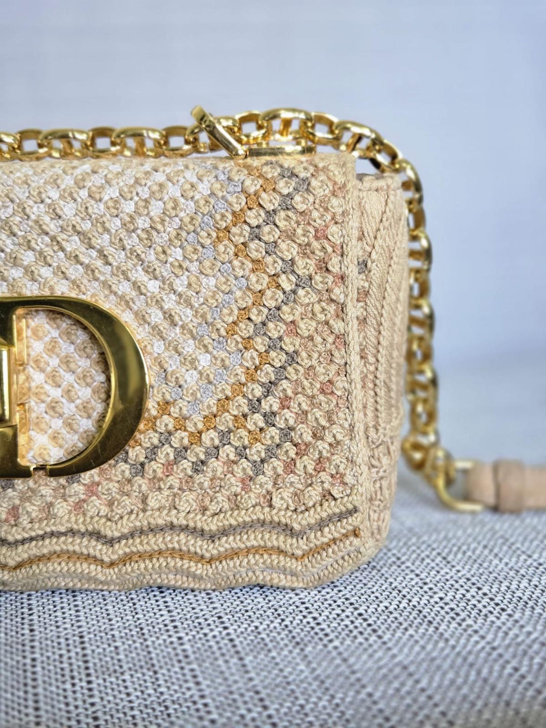 DIOR Cannage Woven Raffia and Suede in Beige GHW size SMALL