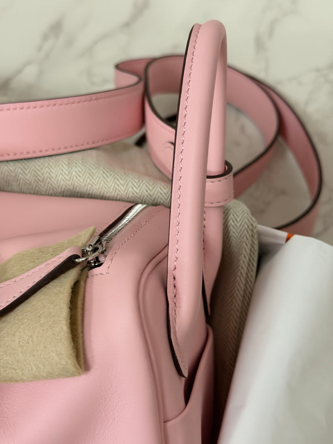 Hermes Mini Lindy Rose Sakura Swift leather PHW Stamp B 2024 *Rare combo*