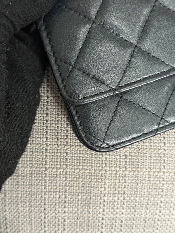 CHANEL series 25 2018 Black Lambskin LGHW Classic Wallet On Chain (WOC)