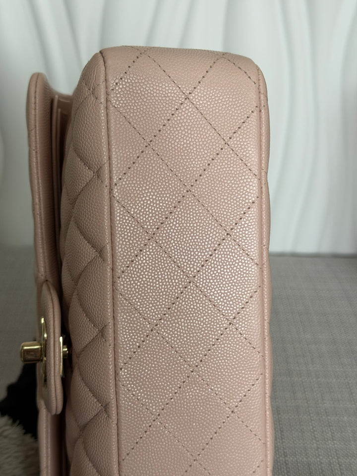 CHANEL 21C 2021 Rose Clair Caviar LGHW Medium ML 11.12 Timeless Classic Double Flap Bag