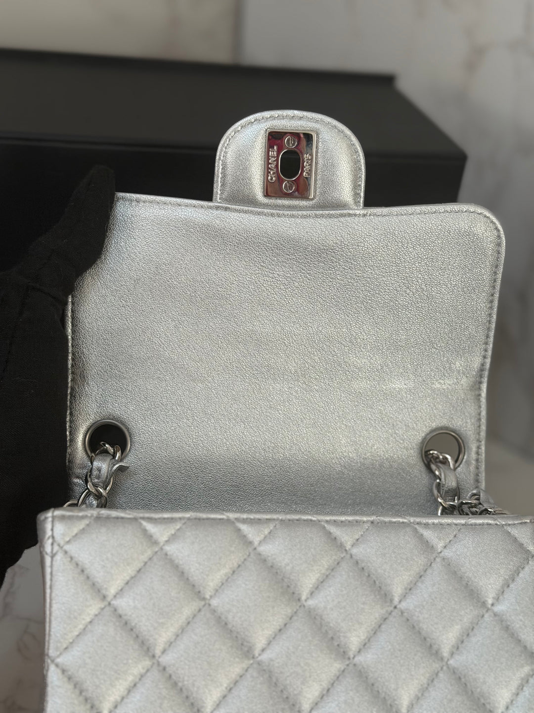 Chanel Series 31 21P Collection Iridescent Silver lambskin SHW Square Mini Flap Bag 2021