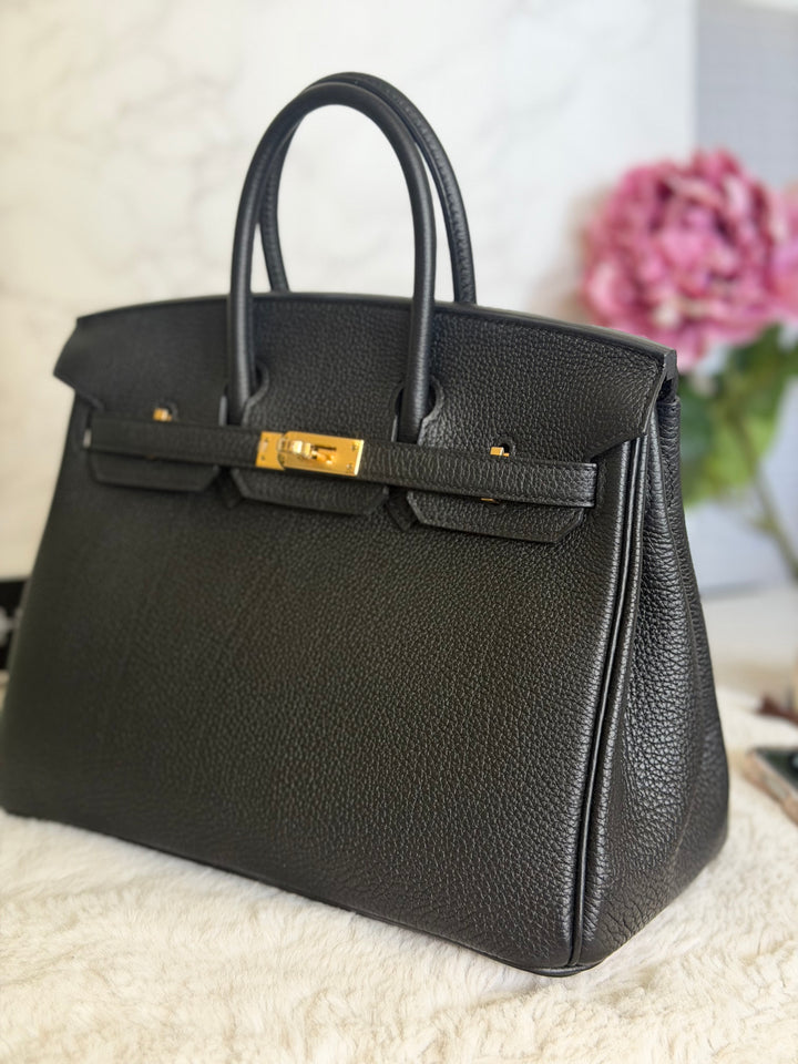 WA/Email to purchase only- HERMÈS Noir Black 89 Togo Leather GHW Birkin 25 Stamp U 2022 Kept unused