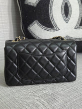 Load image into Gallery viewer, Chanel 2024 Black Lambskin Classic Mini Rectangular Flap Bag with Champagne GHW
