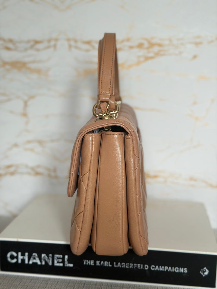 CHANEL series 23 Caramel Dark Beige Lambskin Trendy CC Flap Bag size SMALL with LGHW and detachable strap