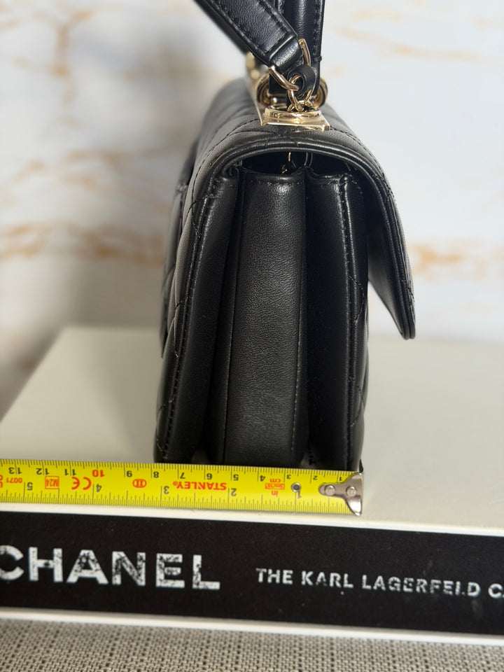 CHANEL Black Lambskin LGHW Trendy CC Flap Bag size MINI 8 inches with detachable Strap 2023/2024