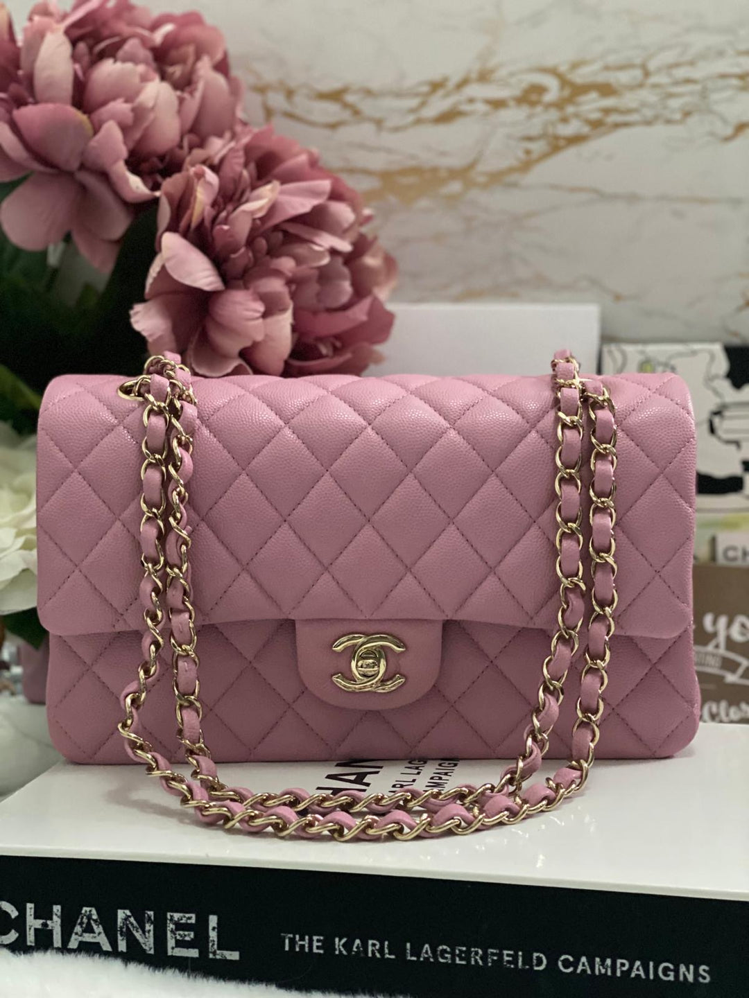 CHANEL 22S 2022 Dark Pink Caviar LGHW Medium ML Timeless Classic Double Flap Bag