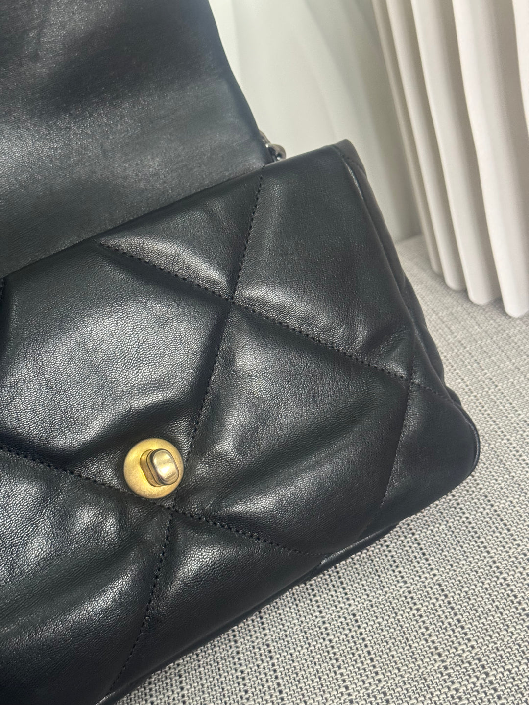 CHANEL 19 Size Small Black Lambskin Mixed Hardware Flap bag with Top Handle
