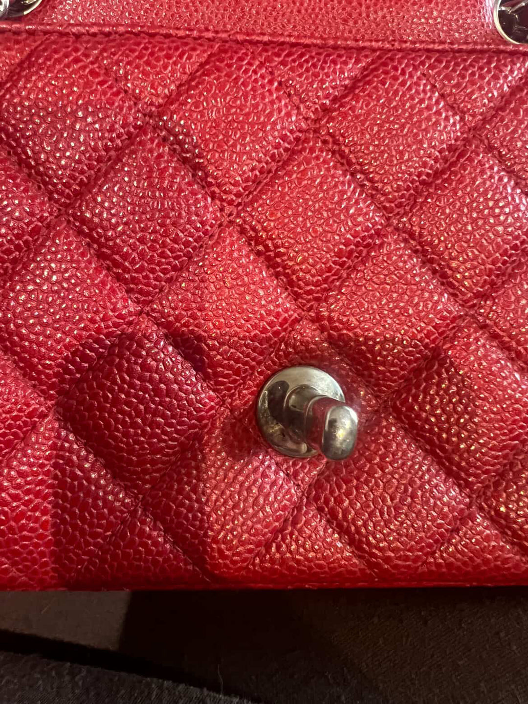 CHANEL series 20 15C 2015 True Pearly Red Caviar SHW Mini Rectangular Flap Bag