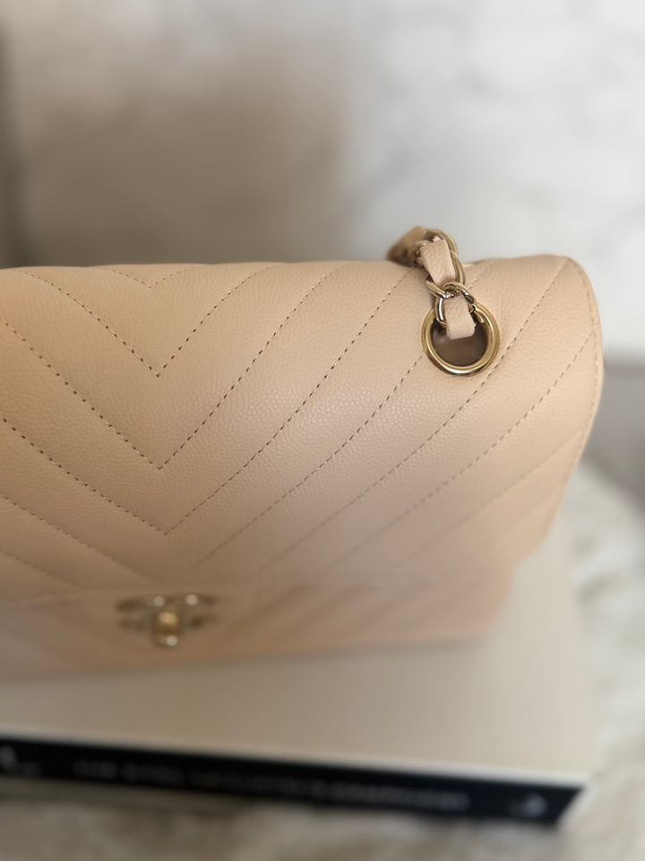 CHANEL series 31 Beige Caviar LGHW Chevron Small timeless Classic double flap Bag 2020/2021