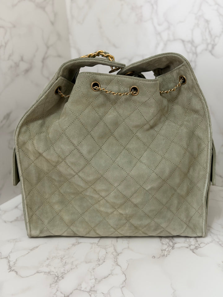 CHANEL 25C 2025 Khaki Suede Aged GHW 25 Hobo Bag size Medium
