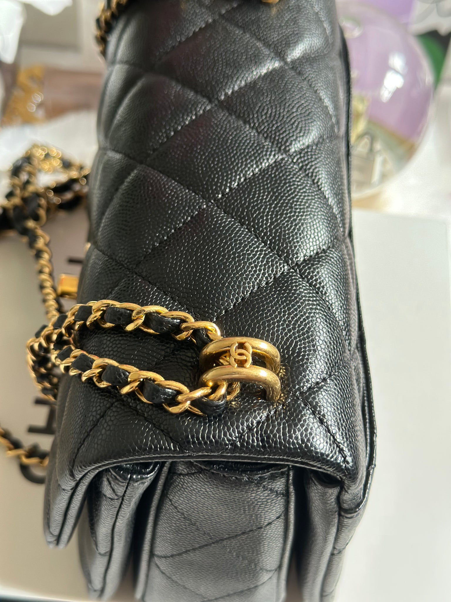 Chanel 22K collection Black caviar LGHW Coco First Mini Flap Bag