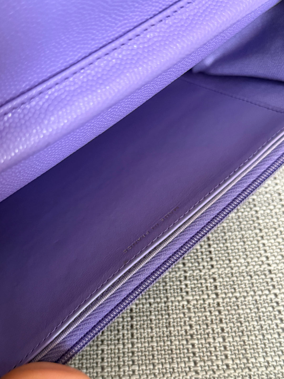 CHANEL series 28 20C Purple Caviar LGHW Classic Wallet on chain (WOC)