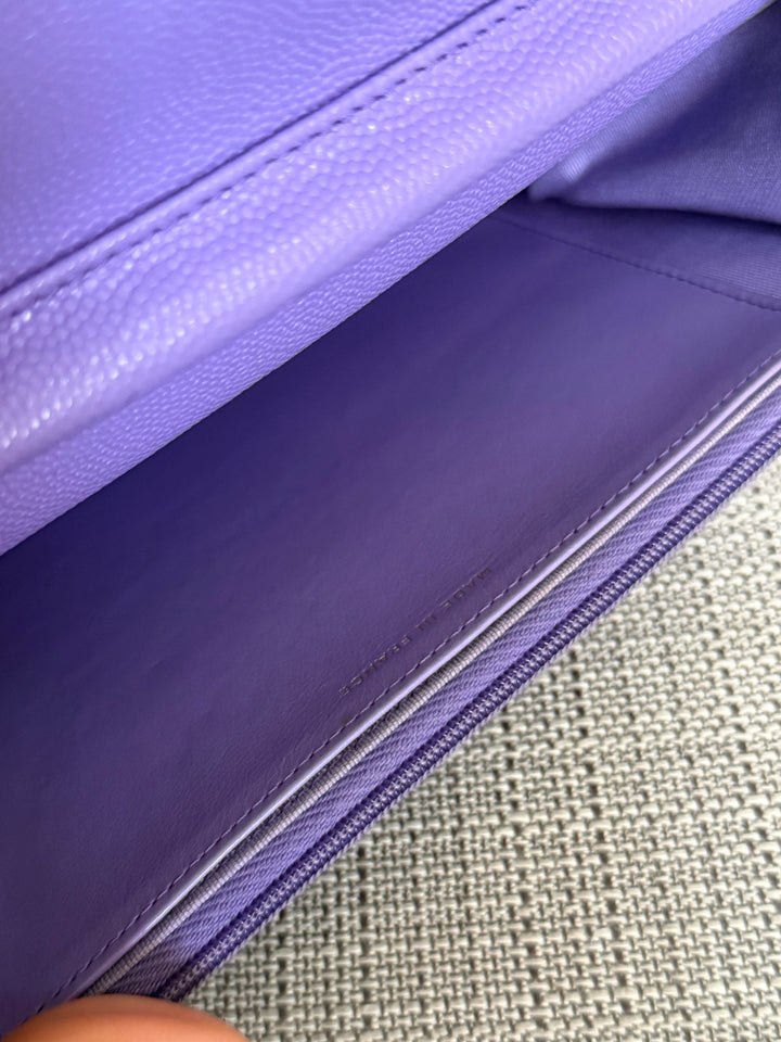 CHANEL series 28 20C Purple Caviar LGHW Classic Wallet on chain (WOC)