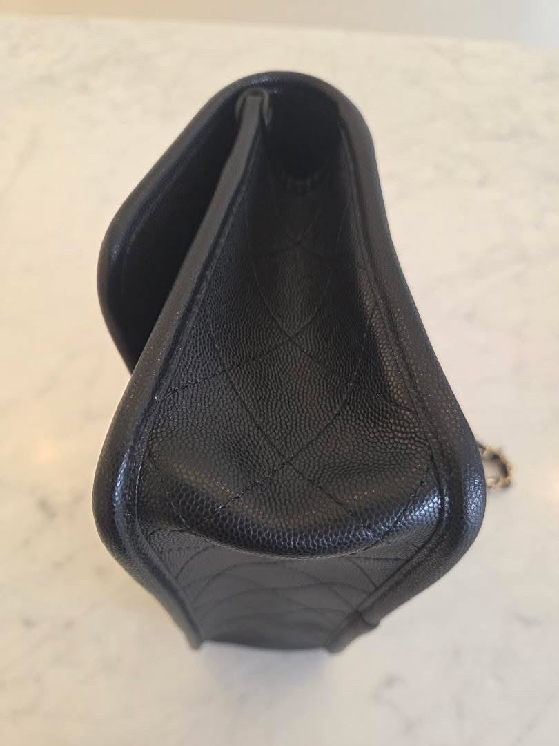 CHANEL 25B 2025 Top Handle Black Caviar Aged GHW with Charm