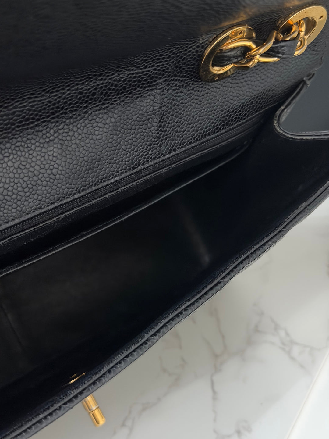 Chanel Series 7 24K GHW Black Caviar Vintage Jumbo Single Flap Bag 2008/2009