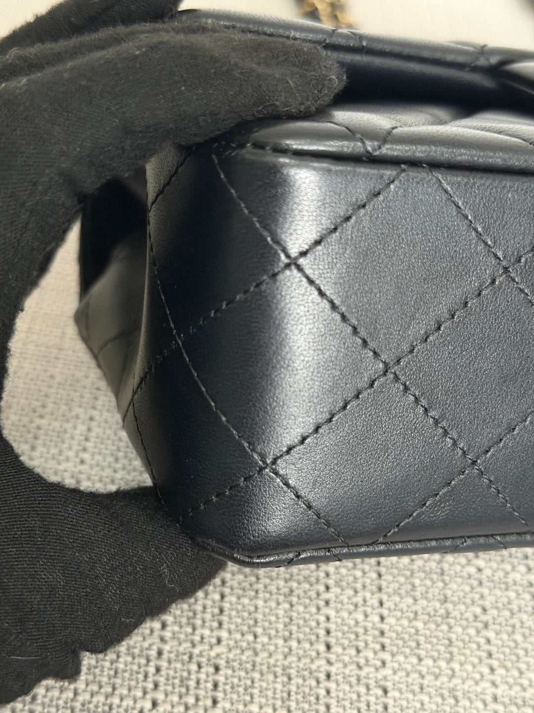 CHANEL Black Lambskin LGHW Mini Rectangular Flap Bag 2025