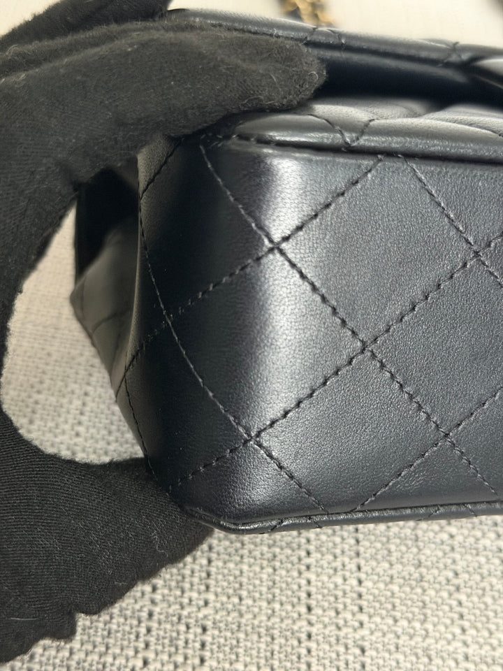 CHANEL Black Lambskin LGHW Mini Rectangular Flap Bag 2025