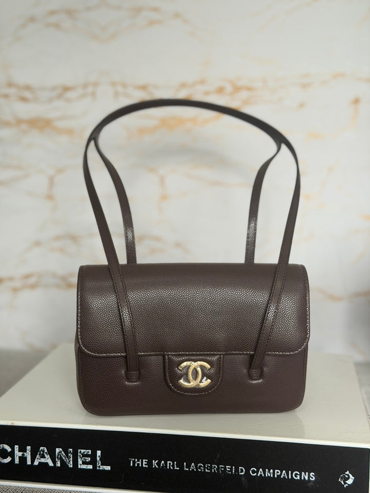 CHANEL Brown Caviar Preppy Mini 26S 2026 with Aged GHW 17 cms