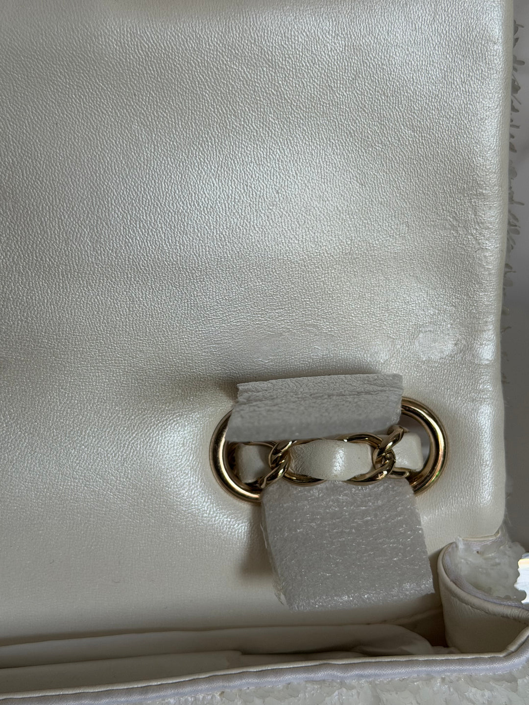 CHANEL series 28 19B White Sequin SMALL Flap Bag LGHW 2019