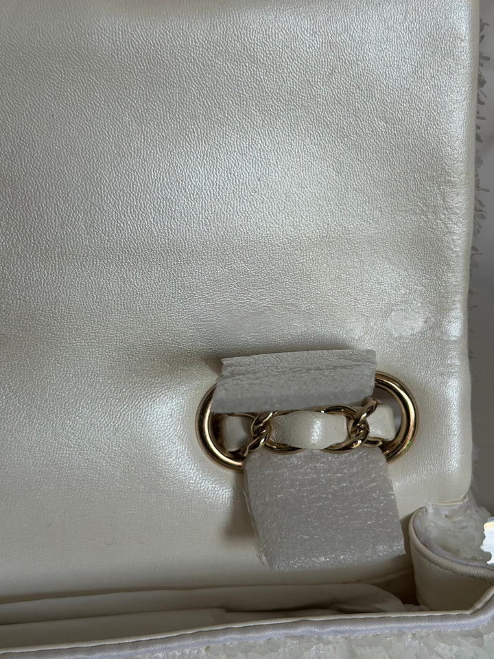 CHANEL series 28 19B White Sequin SMALL Flap Bag LGHW 2019