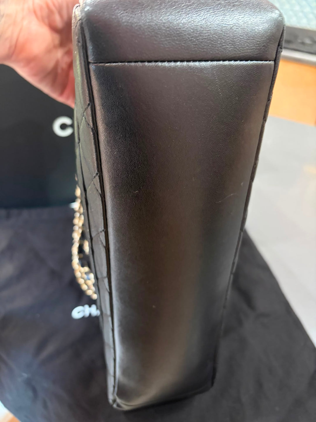 CHANEL Black Lambskin Brushed GHW Mademoiselle Chic Jumbo Single Flap Bag
