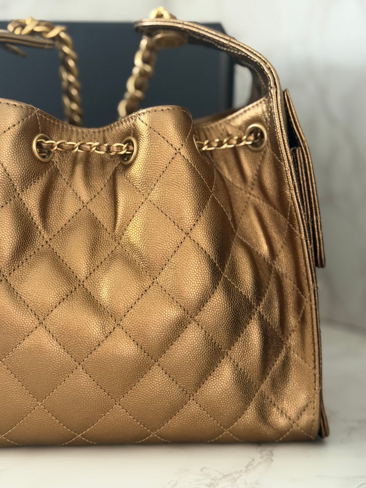 CHANEL 25A 2025 Bronze Caviar aged GHW 25 Hobo Bag size Small