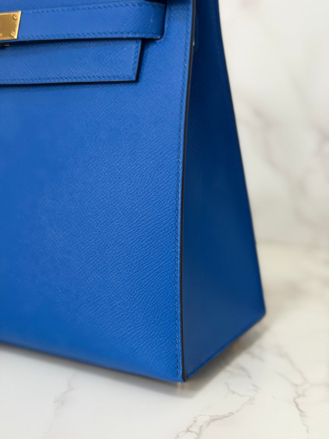 Hermes Blue Hydra Epsom Sellier Kelly 28 GHW Stamp C 2018