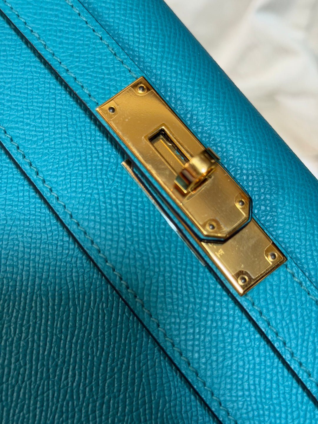 Hermes Kelly 28 Sellier Epsom Leather SO Bleu Paon GHW Stamp D 2019
