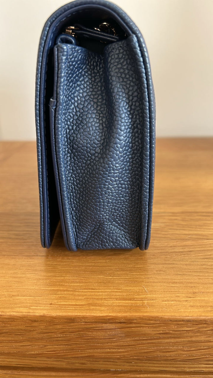 CHANEL series 28 Navy caviar LGHW Boy Wallet On Chain (WOC)