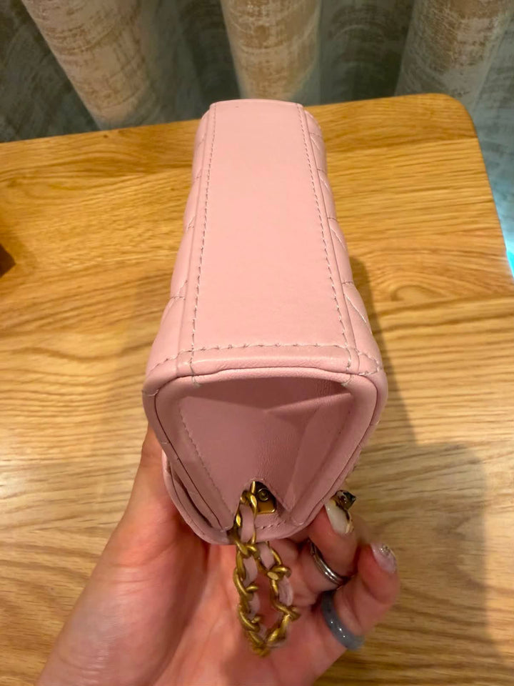 CHANEL Pink Lambskin GHW Mini Vanity with top handle