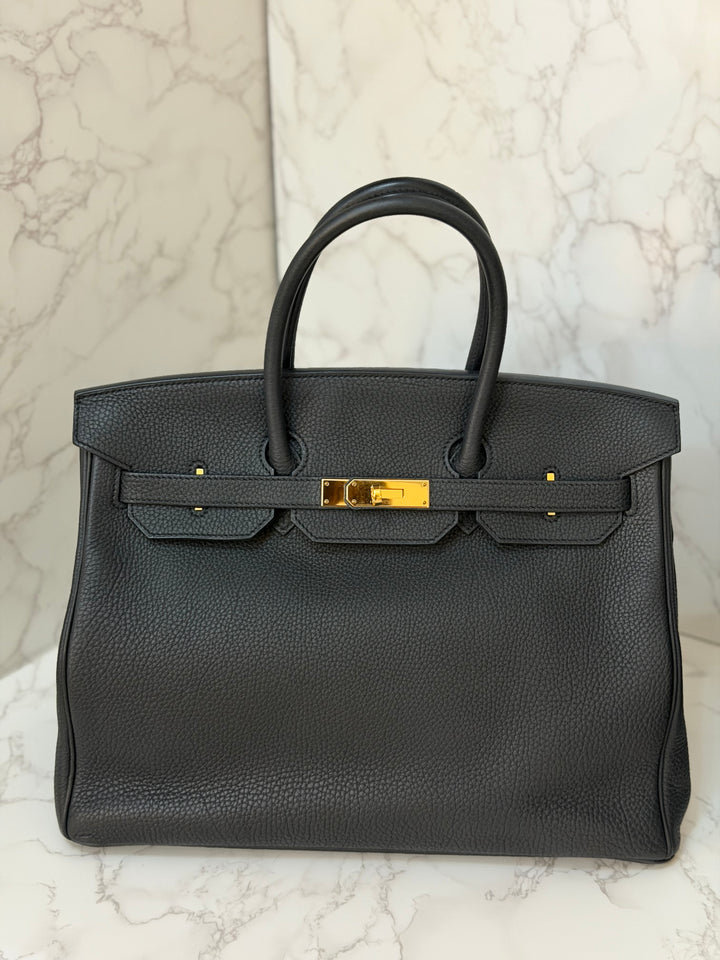 Hermes Birkin 35 Noir Black Togo Leather GHW Stamp T 2015